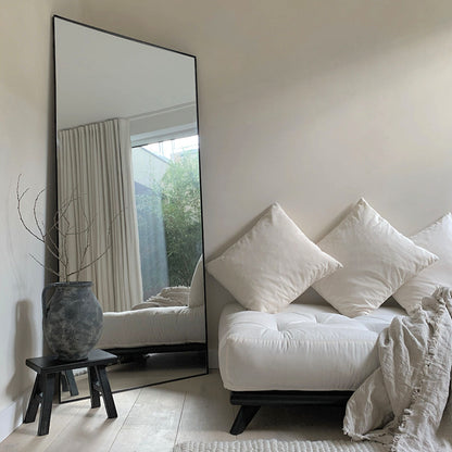 Theo - Miroir Rectangulaire Métallique Noir Grand Format 160cm x 60cm Pleine Longueur