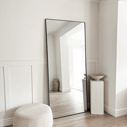 Theo - Miroir Rectangulaire Métallique Noir Grand Format 179cm x 80cm Pleine Longueur