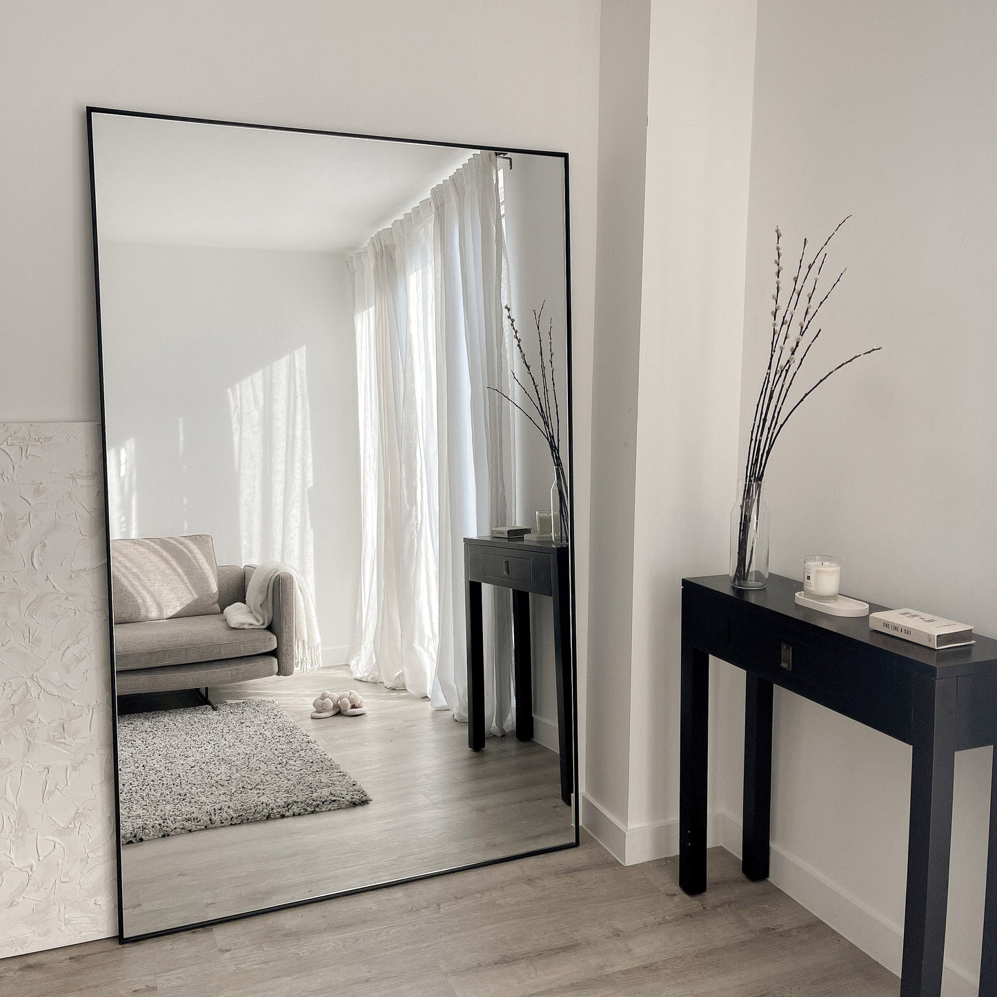 Theo - Miroir Métallique Noir Extra Large Pleine Longueur 190cm x 120cm