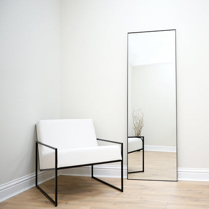 Theo - Miroir Métallique Rectangulaire Noir Grand Pleine Longueur 179cm x 60cm