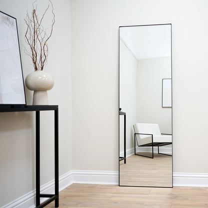 Theo - Miroir Métallique Rectangulaire Noir Grand Pleine Longueur 179cm x 60cm