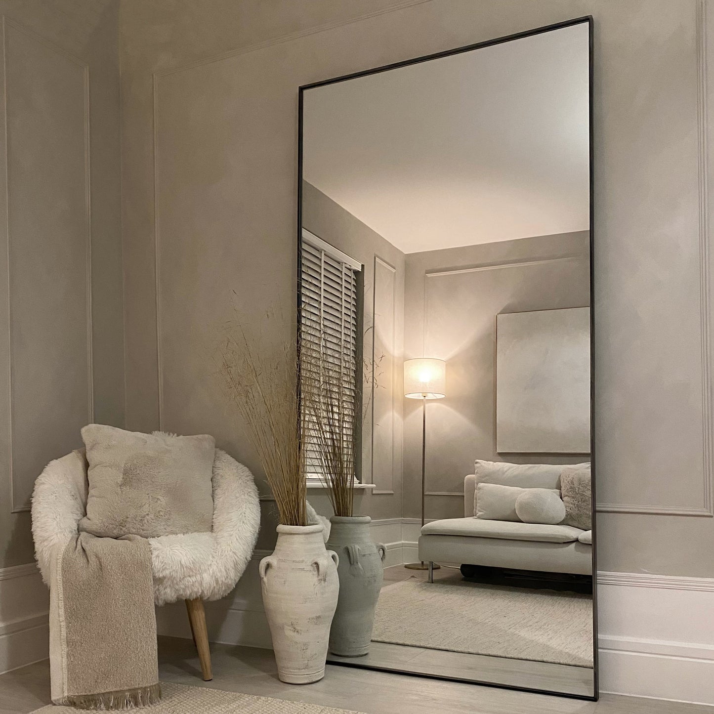 Theo - Miroir Métallique Noir Extra Large Pleine Longueur 200cm x 100cm