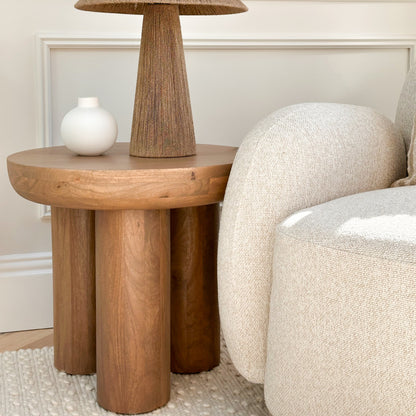 Vermont - Table d'appoint ronde premium en bois chaud
