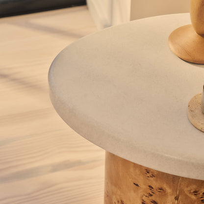 Aegean - Table d'Appoint Irrégulière en Bois Naturel Burl et Béton