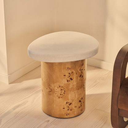 Aegean - Table d'Appoint Irrégulière en Bois Naturel Burl et Béton