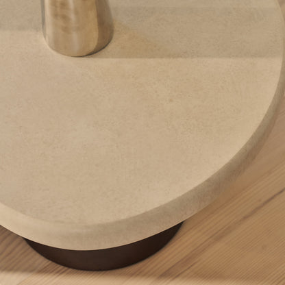 Aegean - Table basse irrégulière en bois burl foncé et béton à 2 pieds
