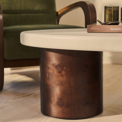 Aegean - Table basse irrégulière en bois d'orme foncé et béton à 3 pieds