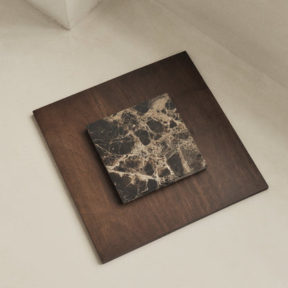 Valor - Table basse ronde premium en bois foncé et marbre Dark Emperador