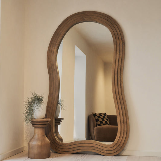 Luciana - Miroir Extra Large Bois Chaud Irregular Pleine Longueur 200cm x 115cm