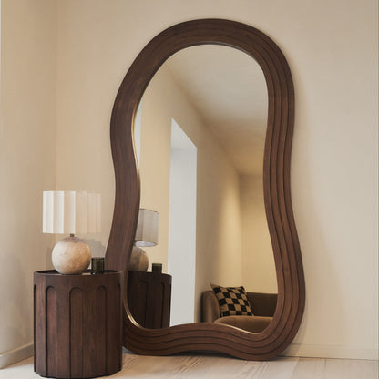 Luciana - Miroir Extra Large Pleine Longueur Bois Foncé Irregular 200cm x 115cm