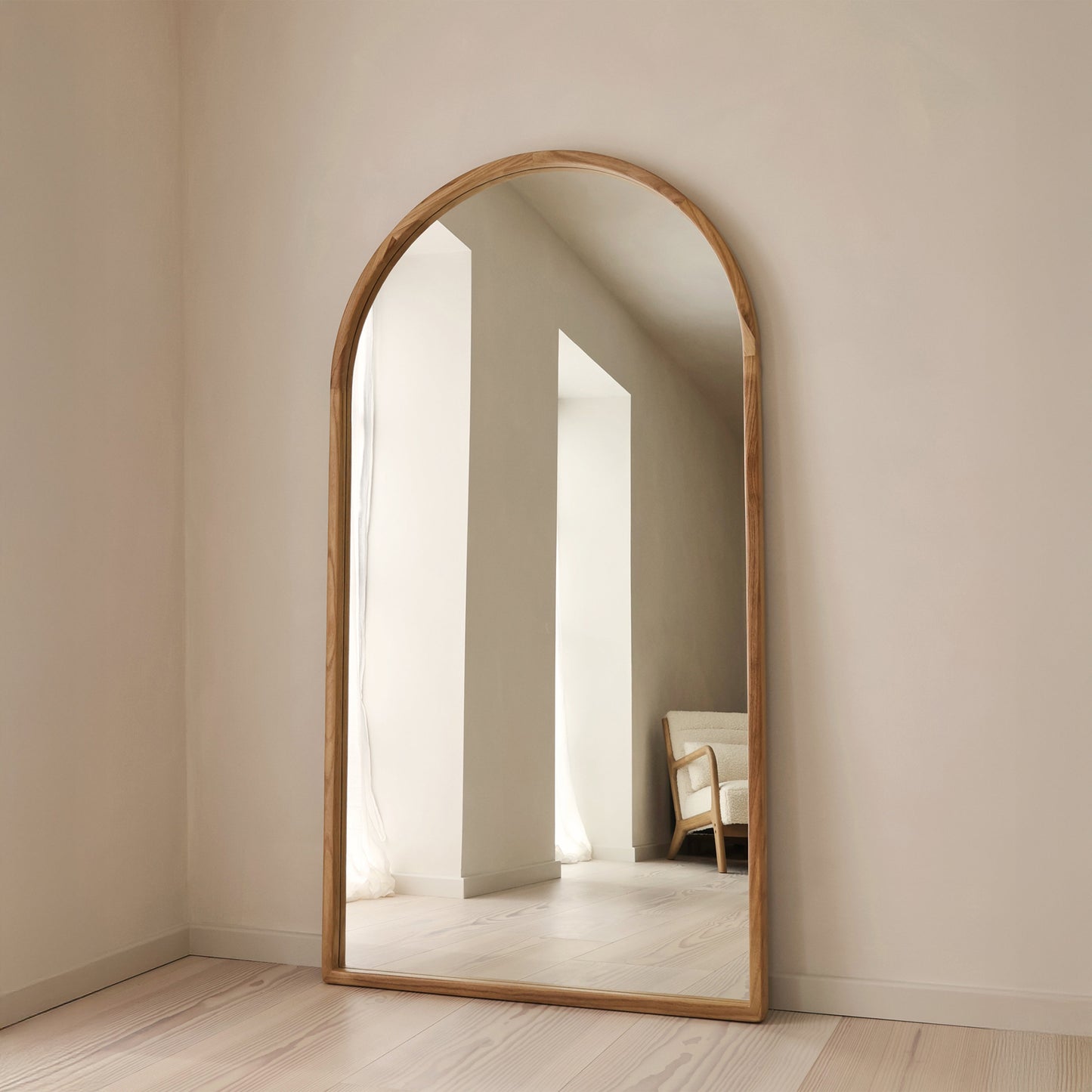 Arden - Miroir en bois clair arqué pleine longueur 175cm x 95cm