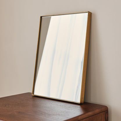 Theo - Miroir Mural Rectangulaire en Métal Doré 40cm x 30cm