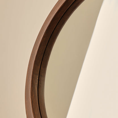 Arden - Miroir mural rond en bois foncé 40cm x 40cm
