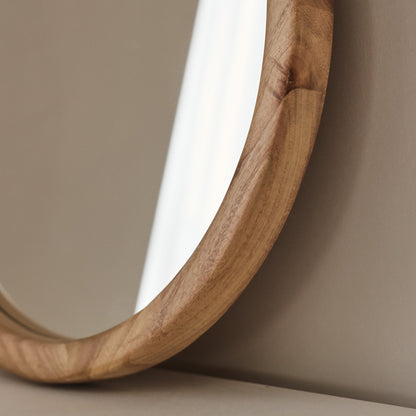 Arden - Miroir mural rond en bois clair 40cm x 40cm
