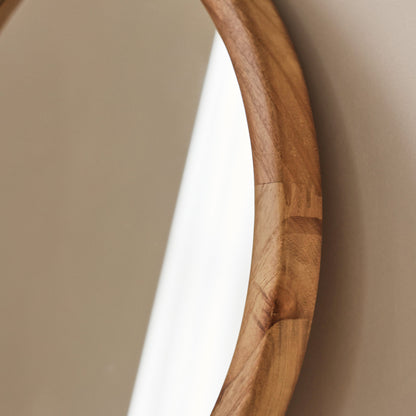Arden - Miroir mural rond en bois clair 40cm x 40cm