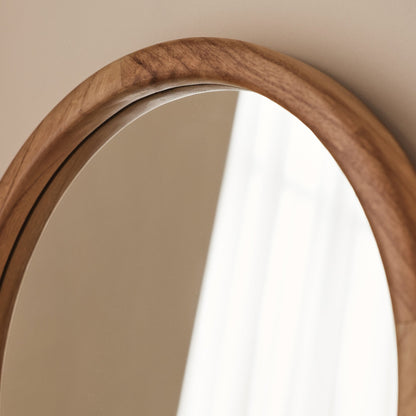 Arden - Miroir mural rond en bois clair 40cm x 40cm