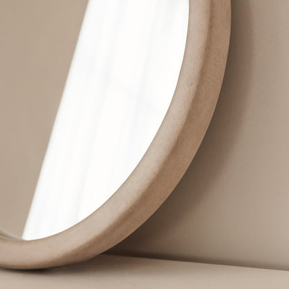 Arden - Miroir mural rond en béton et bois 40cm x 40cm
