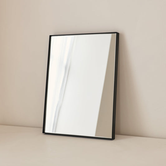 Theo - Miroir mural rectangulaire en métal noir 40 cm x 30 cm