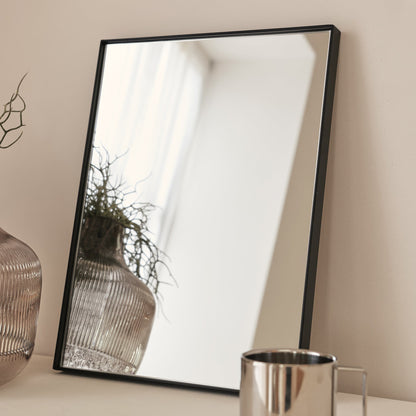 Theo - Miroir mural rectangulaire en métal noir 40 cm x 30 cm