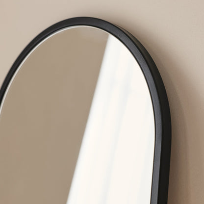 Liberty - Miroir Mural Métallique Noir Arqué 50cm x 30cm