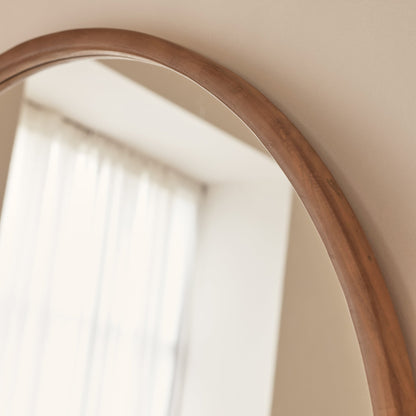Arden - Grand miroir mural rond en bois chaud 90cm x 90cm