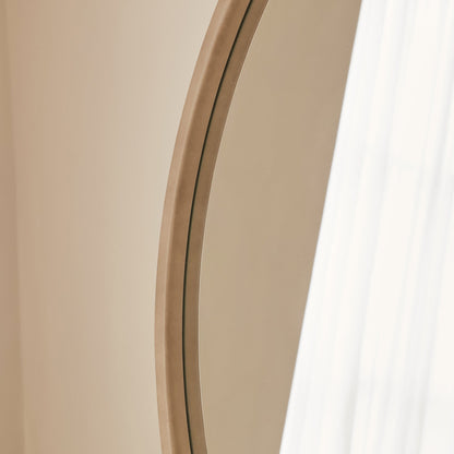 Arden - Grand miroir mural rond en béton et bois 90 cm x 90 cm