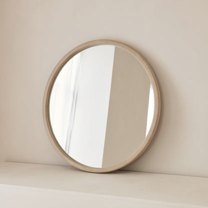 Arden - Miroir mural rond en bois et béton 70 cm x 70 cm