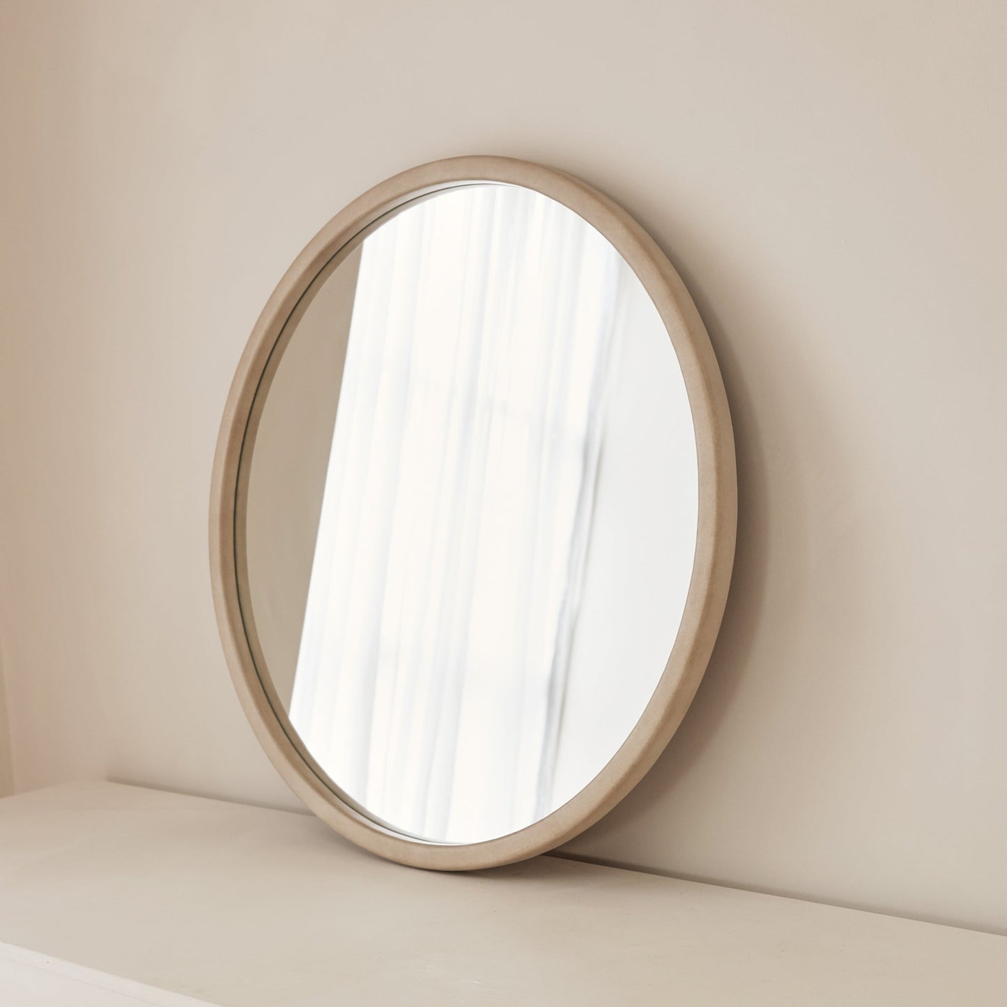 Arden - Miroir mural rond en bois et béton 70 cm x 70 cm