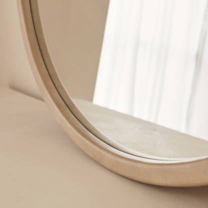 Arden - Miroir mural rond en bois et béton 70 cm x 70 cm