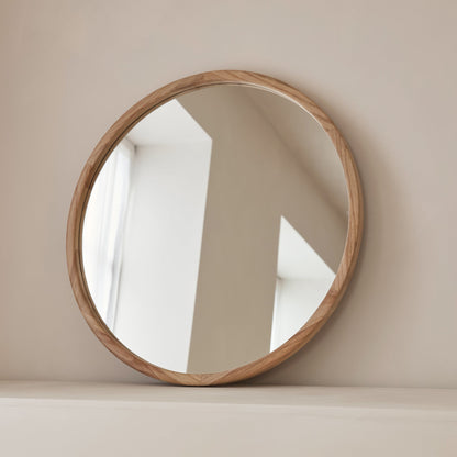 Arden - Miroir Mural Rond en Bois Clair 70cm x 70cm