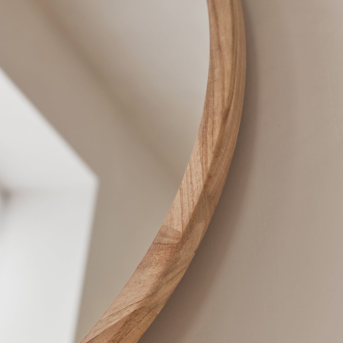 Arden - Miroir Mural Rond en Bois Clair 70cm x 70cm
