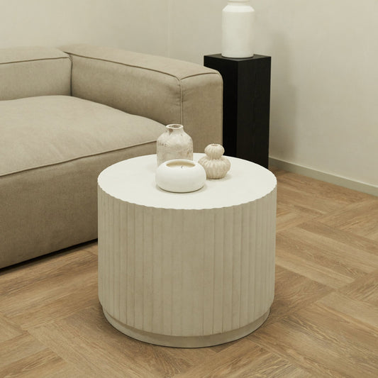 Massimo - Table Basse Minimaliste en Béton Cannelé