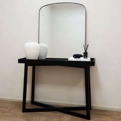 Bowness - Miroir Mural Métallique Contemporain Arqué Noir 90cm x 75cm