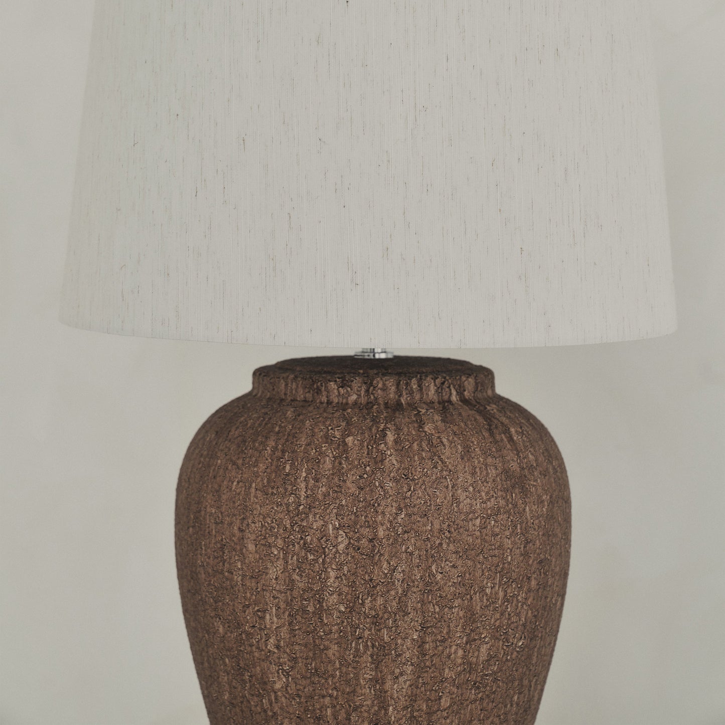 Sicile - Lampe de table avec abat-jour tambour en céramique marron