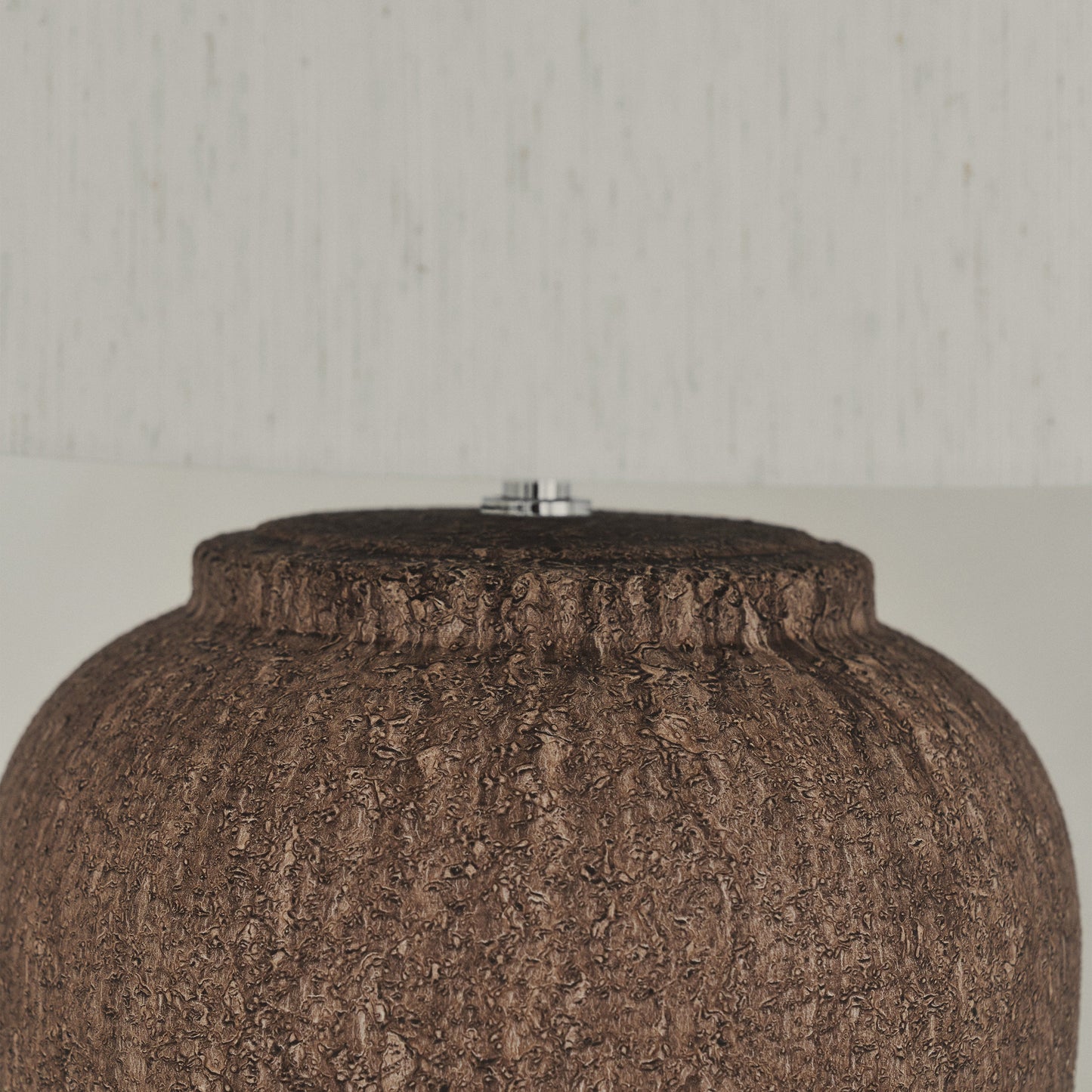 Sicile - Lampe de table avec abat-jour tambour en céramique marron