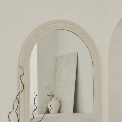 Luciano - Grand miroir en béton plein longueur totale cintré 180cm x 90cm