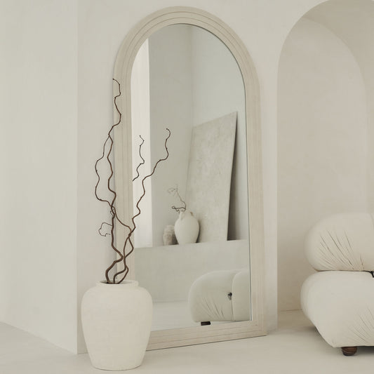 Luciano - Grand miroir en béton plein longueur totale cintré 180cm x 90cm