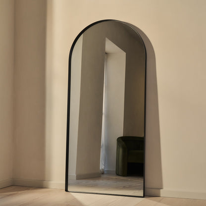 Arcus - Miroir Métallique Noir Grand Arqué Pleine Longueur 170cm x 80cm