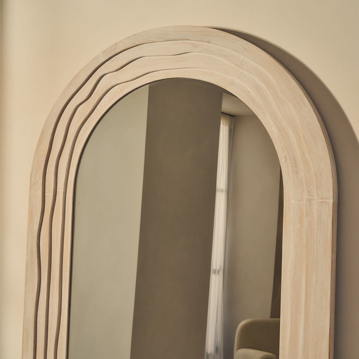 Lucelle - Miroir Arche Extra Large Blanc Lavé Pleine Longueur 200cm x 100cm