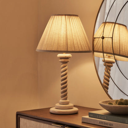 Cordelia - Lampe de table à abat-jour plissé en bois blanchi