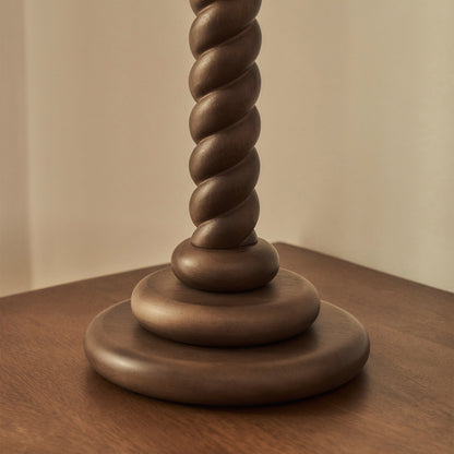 Cordelia - Lampe de table à abat-jour plissé en bois foncé