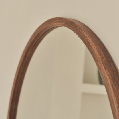 Arden - Grand miroir mural rond en bois foncé 90cm x 90cm