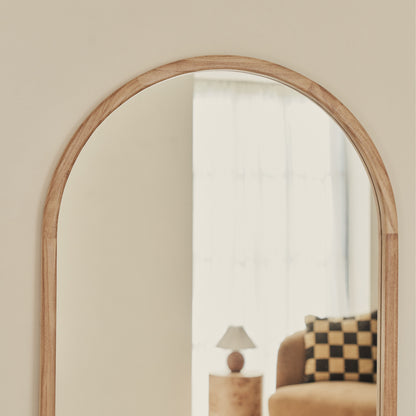 Arden - Miroir en bois clair plein pied arqué 160 cm x 60 cm