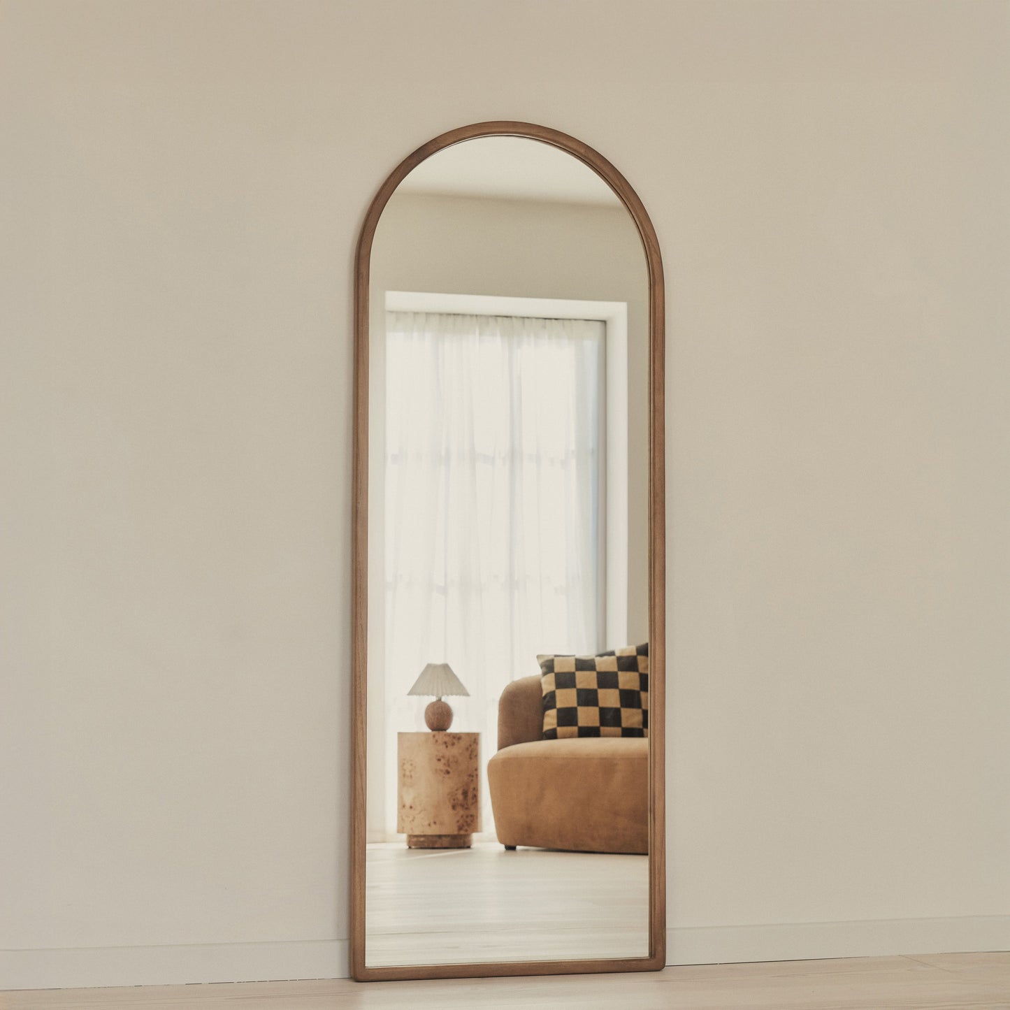 Arden - Miroir en bois chaud plein pied arche 160cm x 60cm