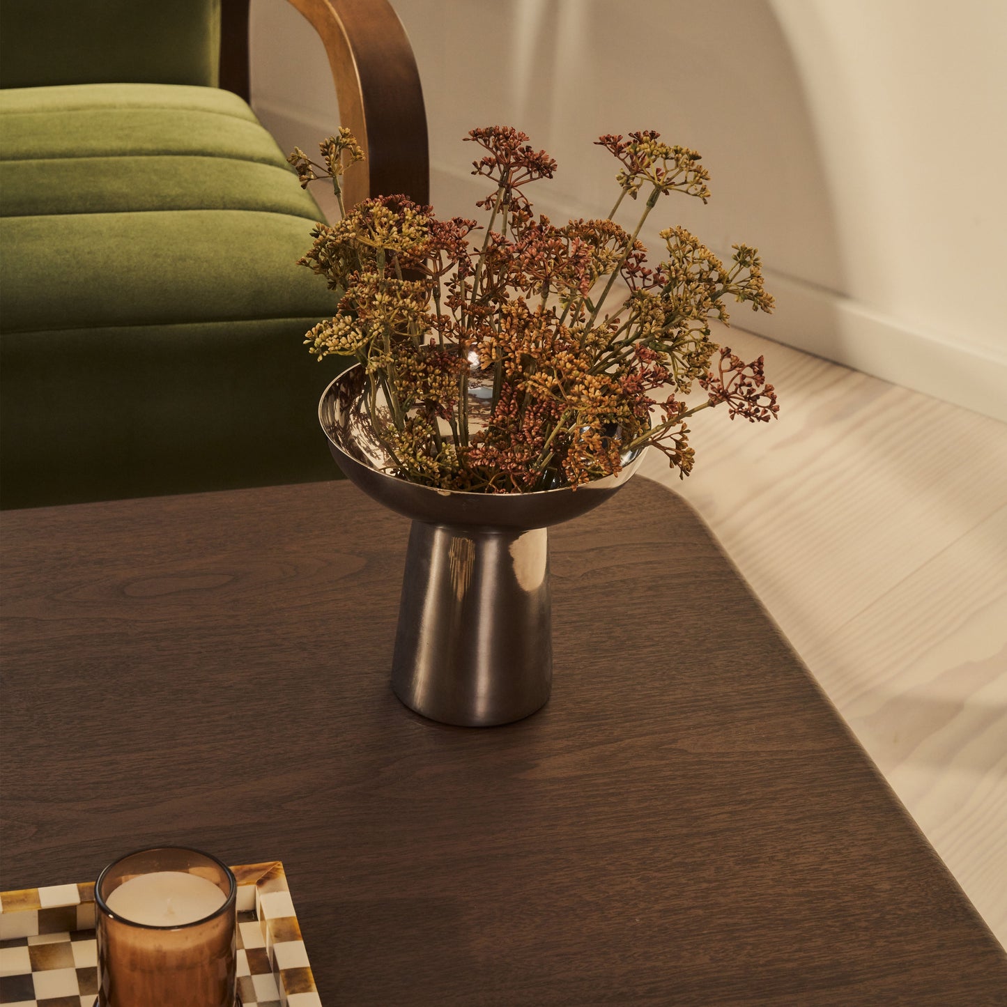 Alina - Grande Table Basse Carrée en Bois Foncé