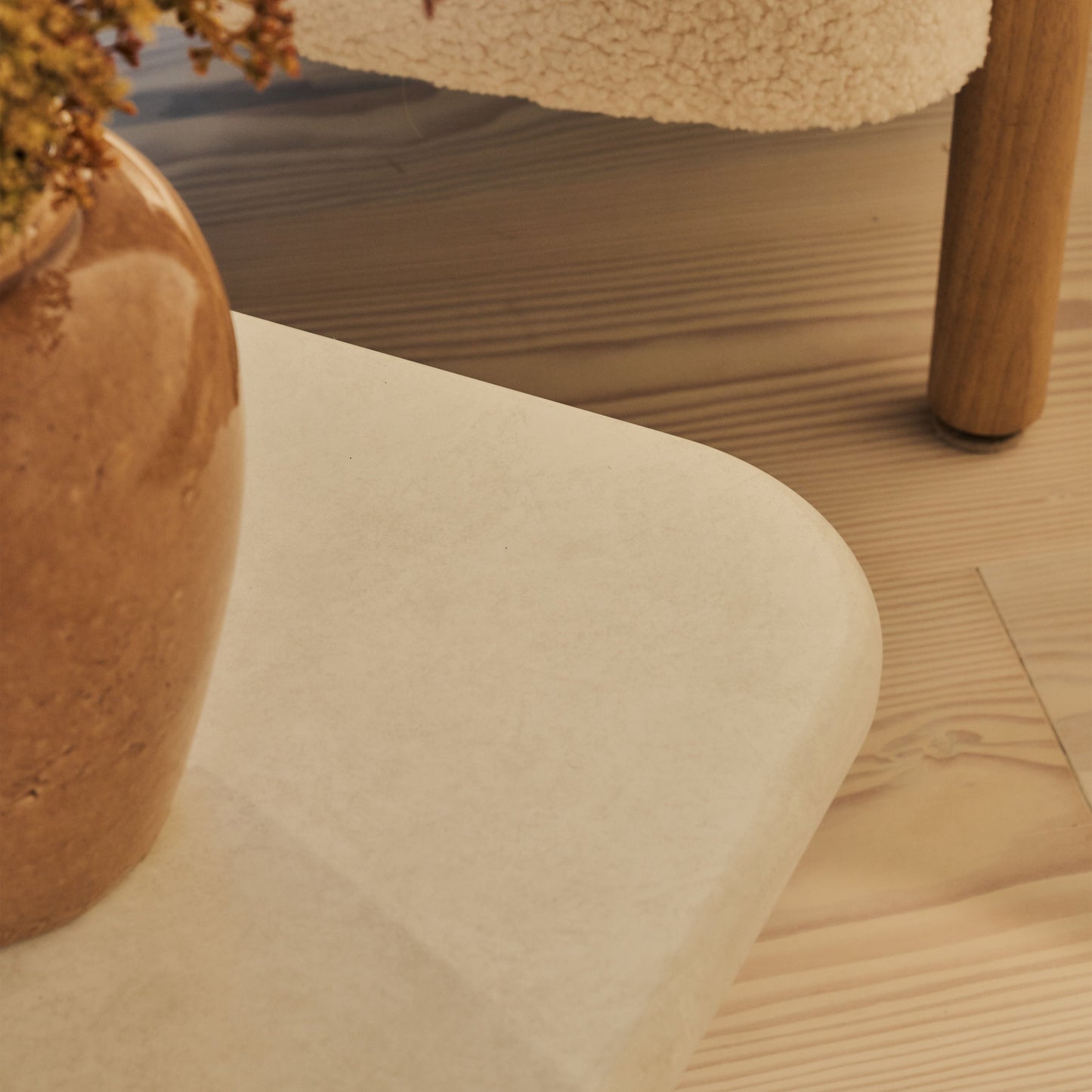 Alina - Grande table basse carrée en bois et béton