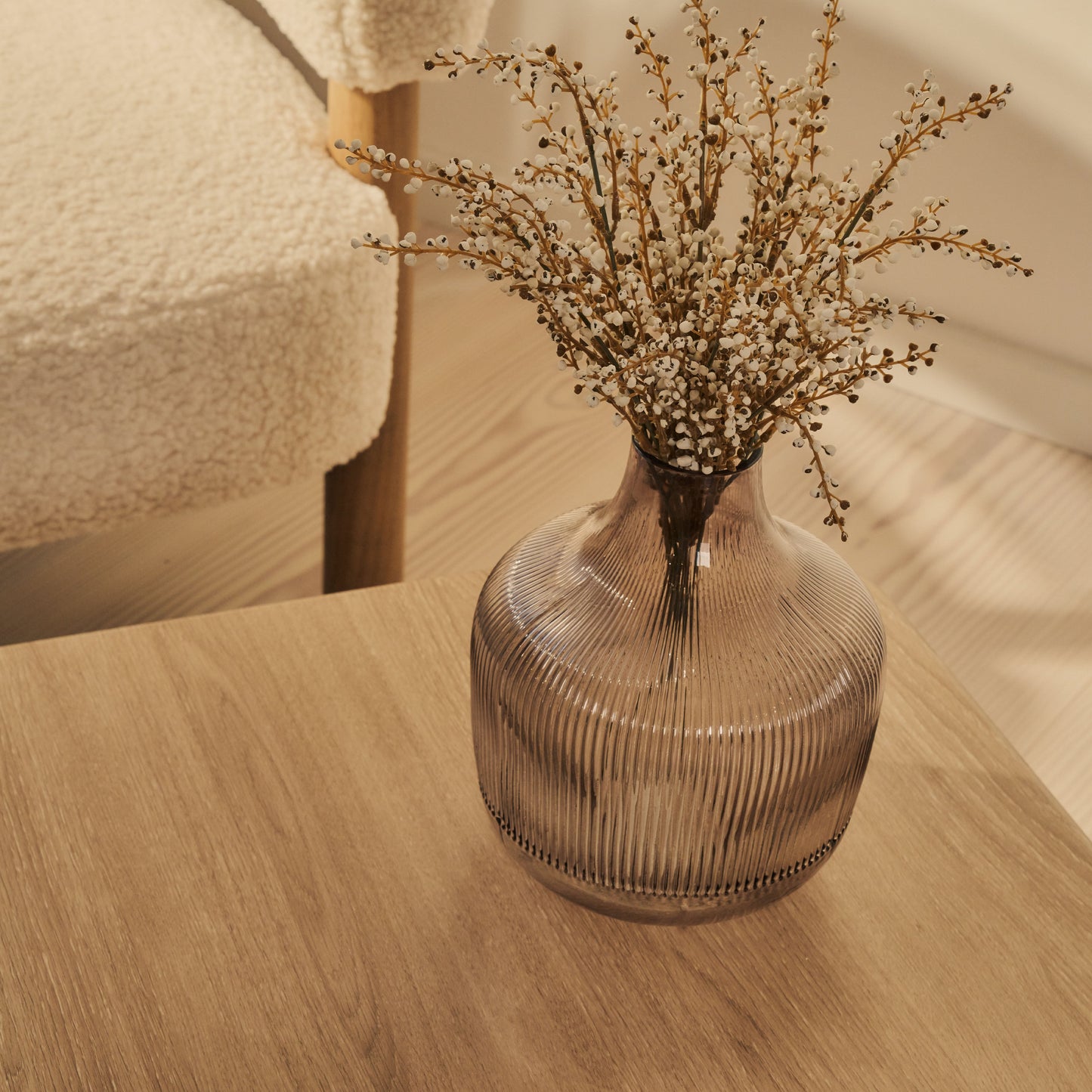 Alina - Grande table basse carrée en bois vieilli