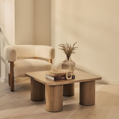 Alina - Grande table basse carrée en bois vieilli