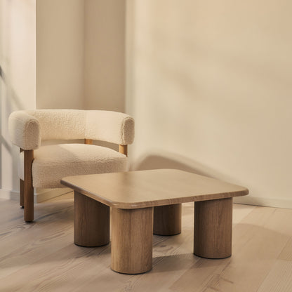 Alina - Grande table basse carrée en bois vieilli