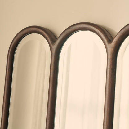 Reims - Miroir en bois foncé pleine longueur à panneau arche 180 cm x 80 cm
